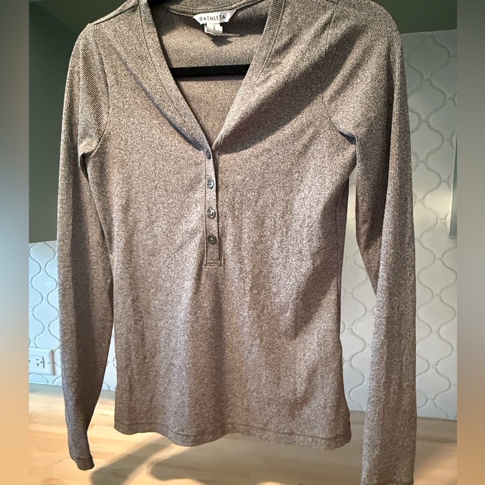 Athleta Heather Gray Button Down Shirt